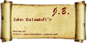 Jahn Balambér névjegykártya